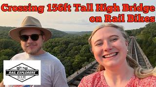 Crossing a 156-ft-high bridge on a Rail Bike! - Rail Explorers Boone Iowa Division