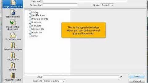 Creating hyperlinks in RVSiteBuilder