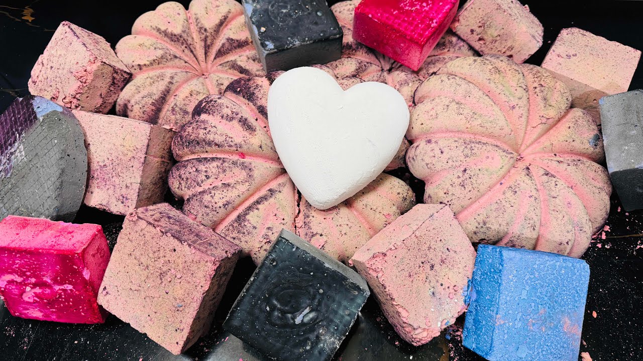Soft Large Shape Dyed Chalk ASMR Crush |  Satisfying Sounds 