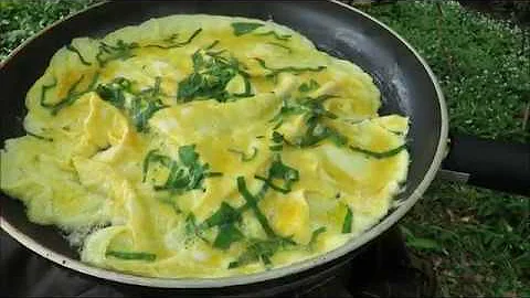 Wild Garlic Omelette. Foraged And Cooked In The Wi...