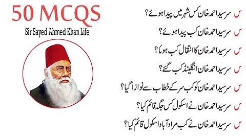 Sir Sayed Ahmed Khan Life Mcqs Important Question About Sir Syed Ahmed Khan Pakistan Studies Mcqs