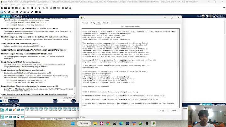 Vid Penalty 7.4.9 Packet Tracer   Configure Server based Authentication with TACACS+ and RADIUS