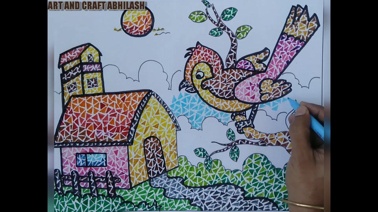 MOSAIC ART / How to draw Mosaic Art step by step YouTube