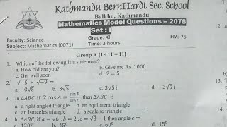 Math Model Question Set I Solution- XI