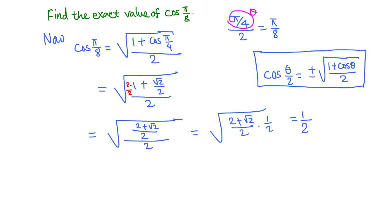 Cos Pi Over 8 Youtube