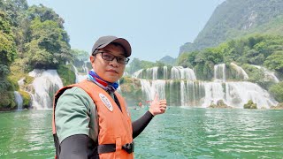 亚洲第一跨国瀑布，德天瀑布，坐竹排一脚踏两国，太壮观了