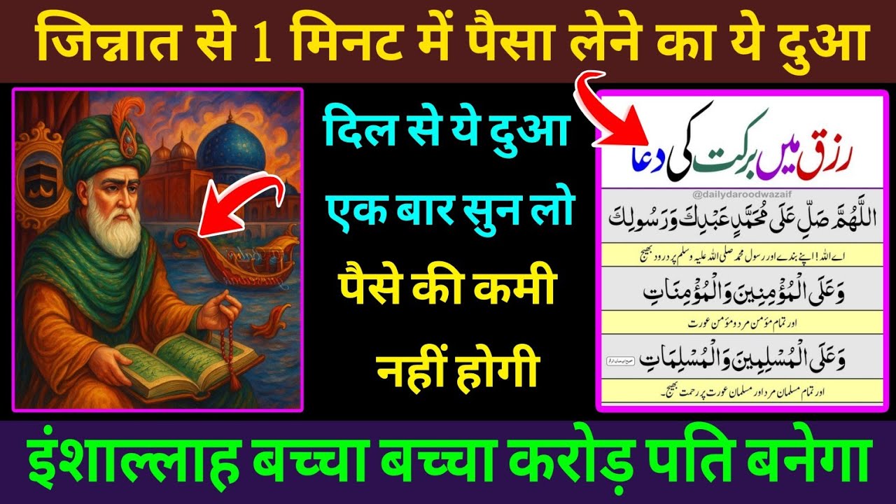 जिन्नात से 1 मिनट में पैसा लेने का ये दुआ 🤲 दिल से ये दुआ एक बार सुन लो ☝️ morning Dua 🌄 ( Ep 43)