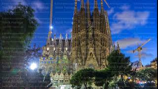 Sagrada familia, a large church in barcelona, spain day to night
timelapse.