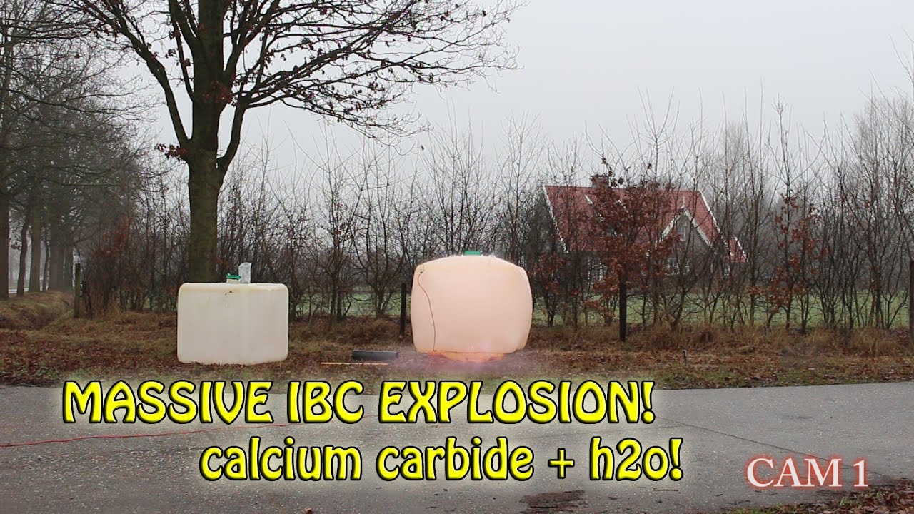 H2o2 Explosion V1.0 Huge explosion! h2o & CaC2 in a 1000L IBC container! Carbid tank ...