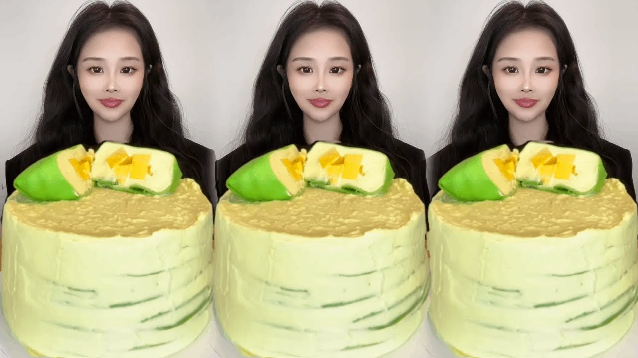 Asmr🍰Eating Colorful mango cake🍰 (Soft And Waxy Sound) 크림丨먹방丨Mukbang丨Satisfying丨Eatings