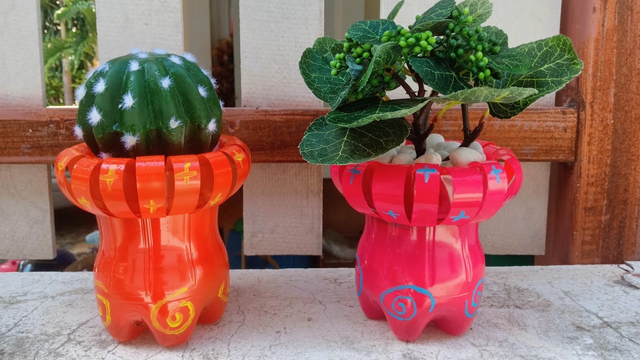 สอนทำกระถางต้นไม้สวยๆจากขวดน้ำอัดลม ทำง่ายๆไม่กี่ขั้นตอน