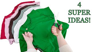 4 EASIEST AND BEST IDEAS FROM OLD TSHIRTS! FAST AND EASY  EVERYONE CAN DO IT!