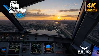 Golden Hour Landing into Miami! 🌅 | Fenix A320 | MSFS 2024 | 4K