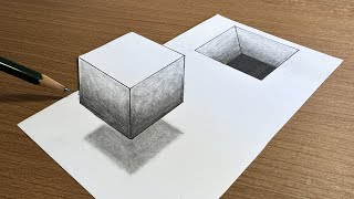 Easy 3d drawing box on paper | Box and hole 3d drawing