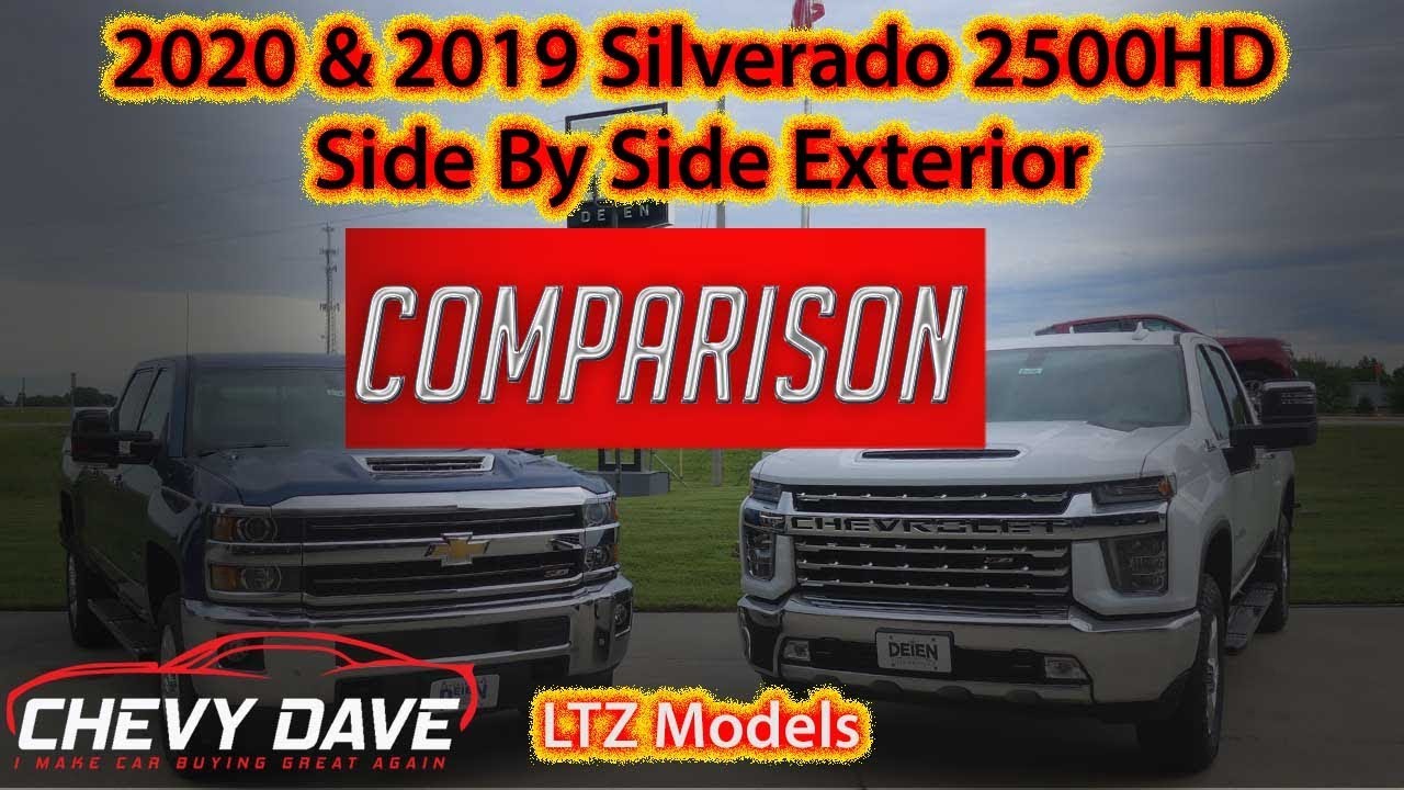 2020 And 2019 Silverado 2500HD LTZ Model Exterior Side By Side 