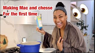 MAKING MAC AND CHEESE FOR THE FIRST TIME ( GETTING MY FAMILY REACTION)