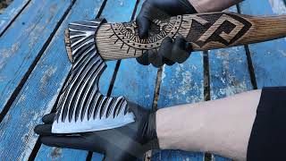 HAND FORGED VIKING AXE SVART BARBAR. Throwing axe. Viking axe. Bearded axe. Handmade axe.