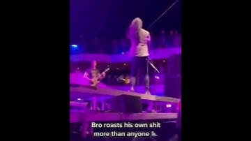 Ronnie Radke being funny on stage at Shiprocked, 2023