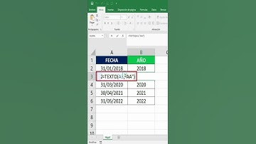 COMO EXTRAER EL AÑO DE UNA FECHA EN EXCEL