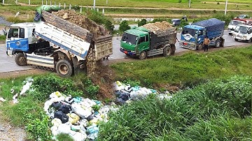 First Start Amazing PROJECT!! Filling Delete Deep Land In Flooded Area Use Dozer D37P & 5Ton Truck.