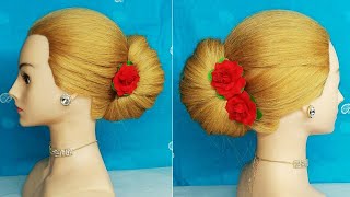 New French Roll Hairstyle For Weeding Party -Step By Step Tutorial