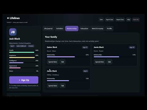 Lifeline Life simulator phase 1! Starting off.