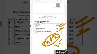 JAMIA M.A POLITICS ( INTERNATIONAL & AREA STUDIES) CUTOFF 2025