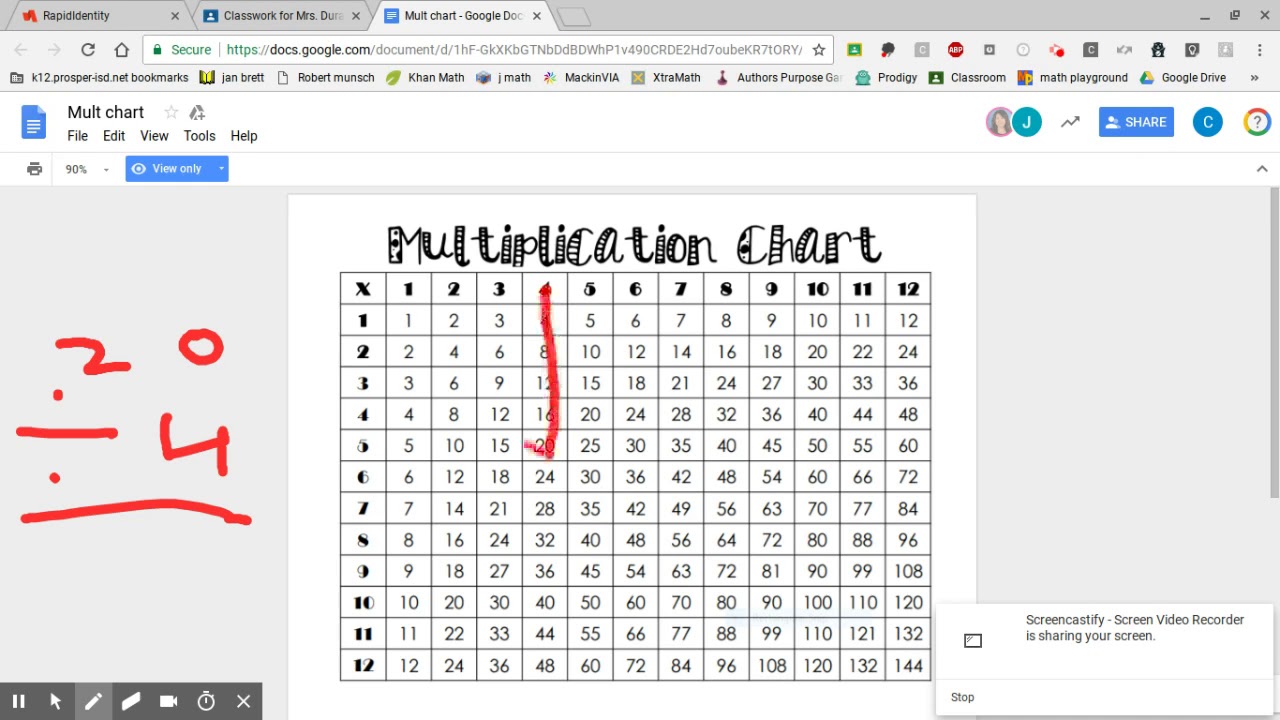 Google Multiplication Chart