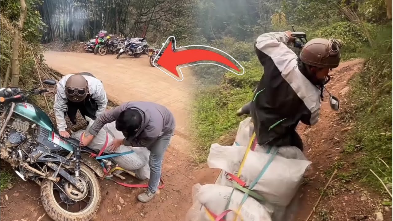 “One Slip = Disaster 😱 Risky Motorcycle Journey on Steep Hill!”