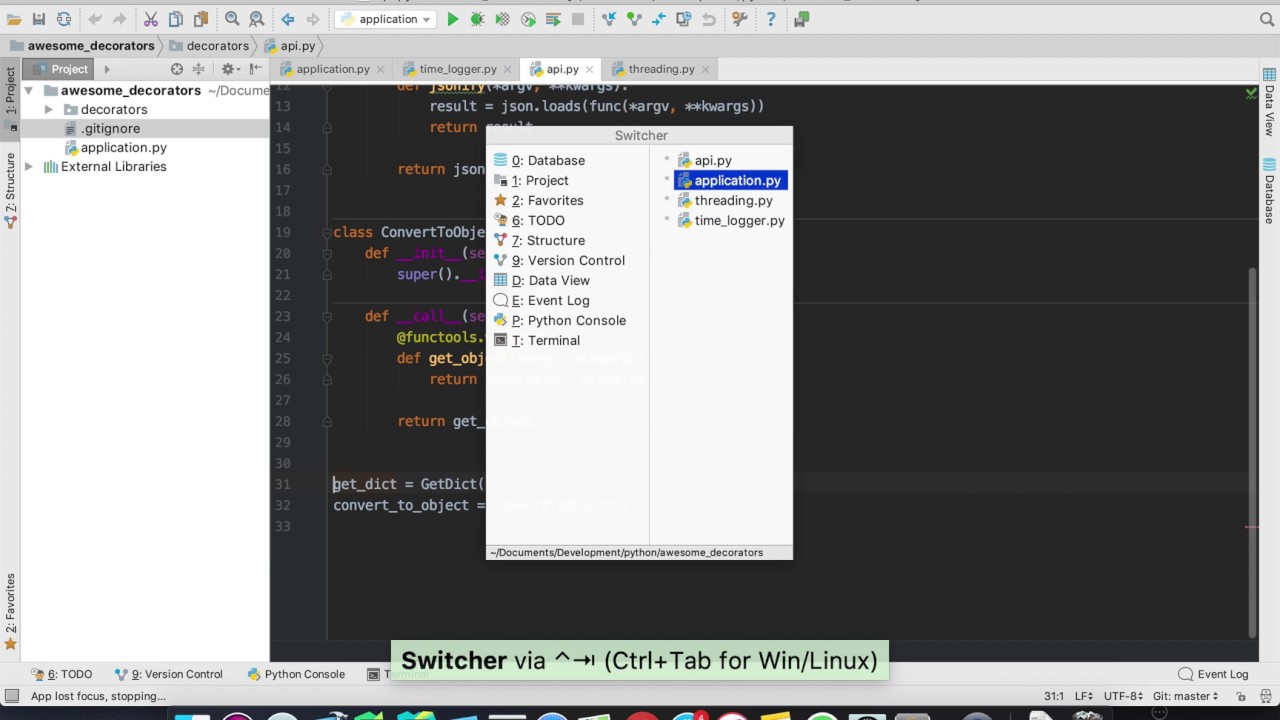 pycharm presentation mode shortcut