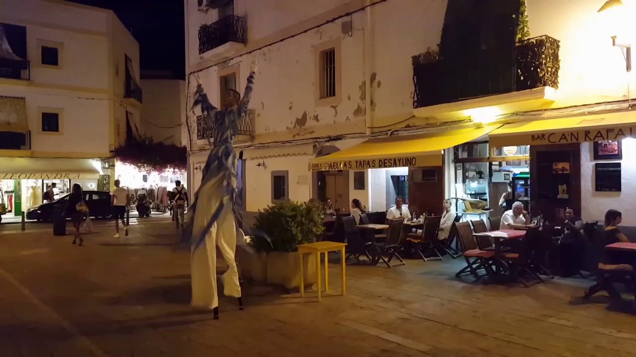 Street Performance on Stilts in Ibiza