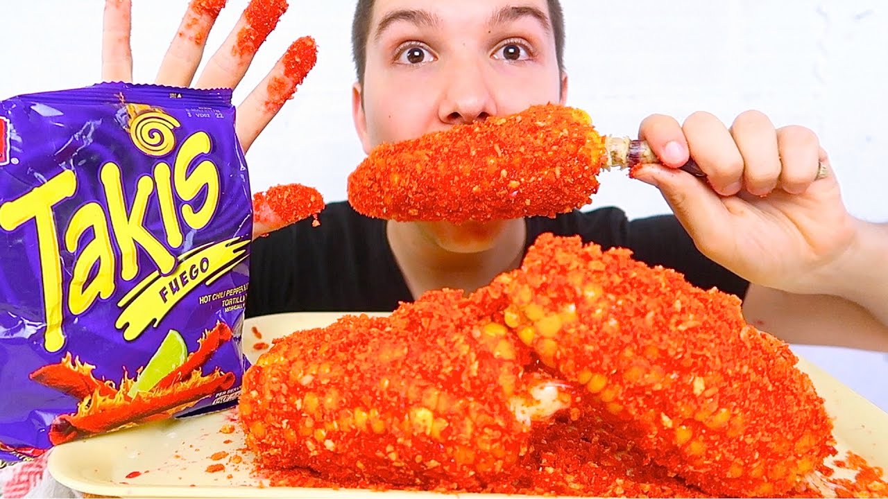 Fire Hot Takis Corn On The Cob Challenge • MUKBANG YouTube