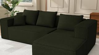 🛋️ Modular Sleeper Sofa in Vibrant Green | No Assembly Needed!