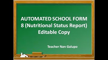 Automated SF8 Learners Nutritional Status Editable Template
