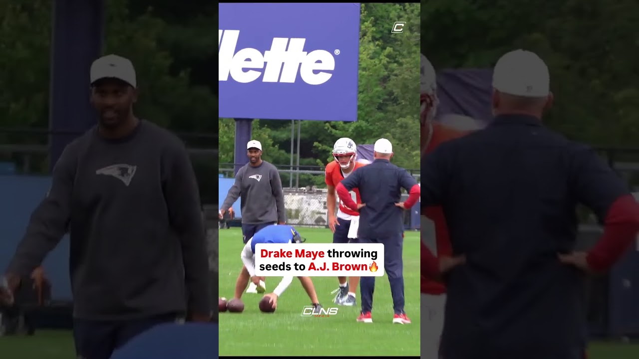 Drake Maye throwing absolute BOMBS to A.J. Brown at Patriots Practice 💣