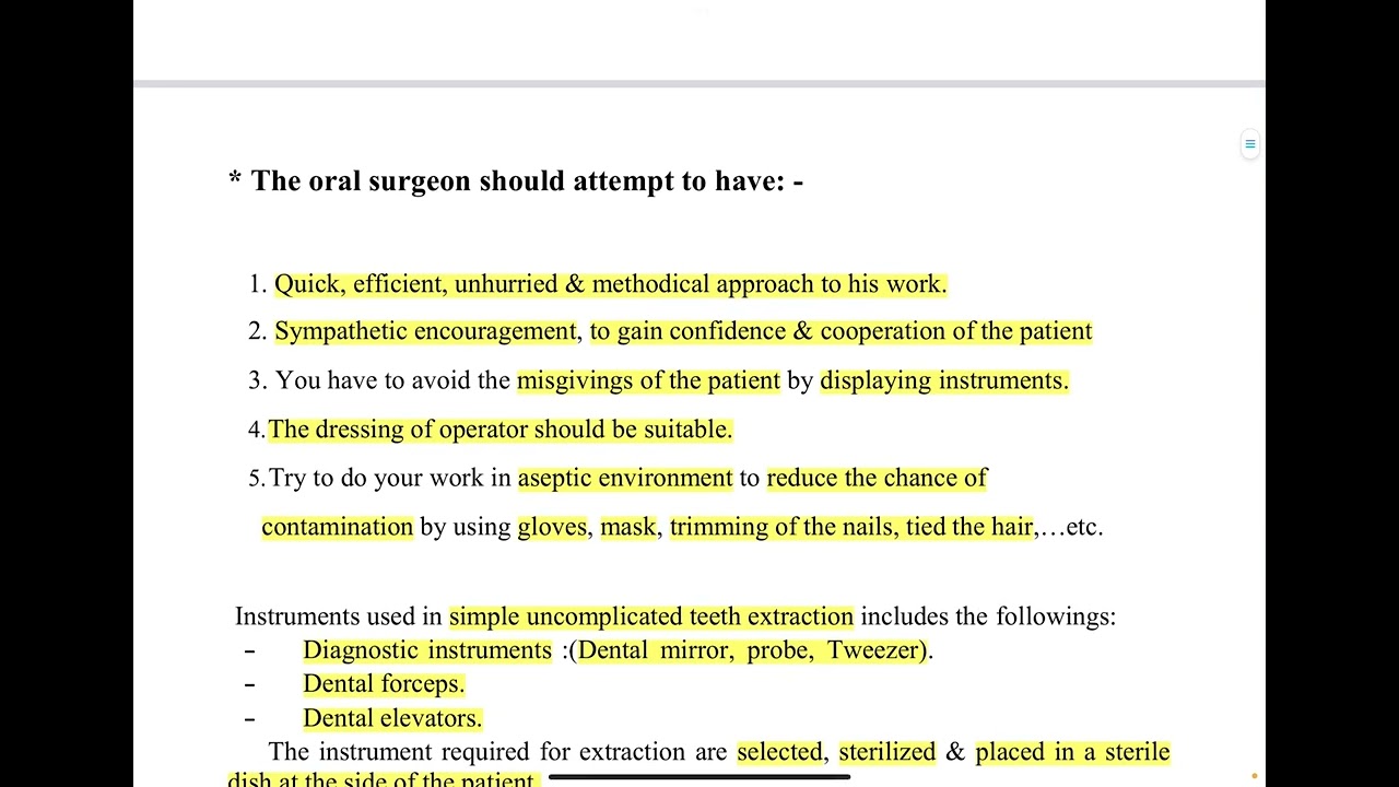 ORAL SURGERY LEC4( General Arrangement or considerations for Extraction)