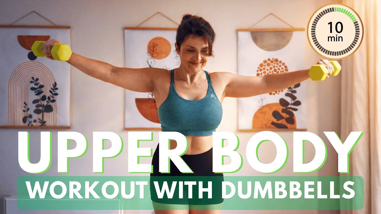 10 MIN TONED UPPER BODY WORKOUT (Dumbbells Only) | Standing Dumbbell ...