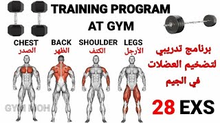 برنامج  تدريبي اسبوعي ممتاز في الجيم للمبتدئين تضخيم العضلات/ training program at gym workout