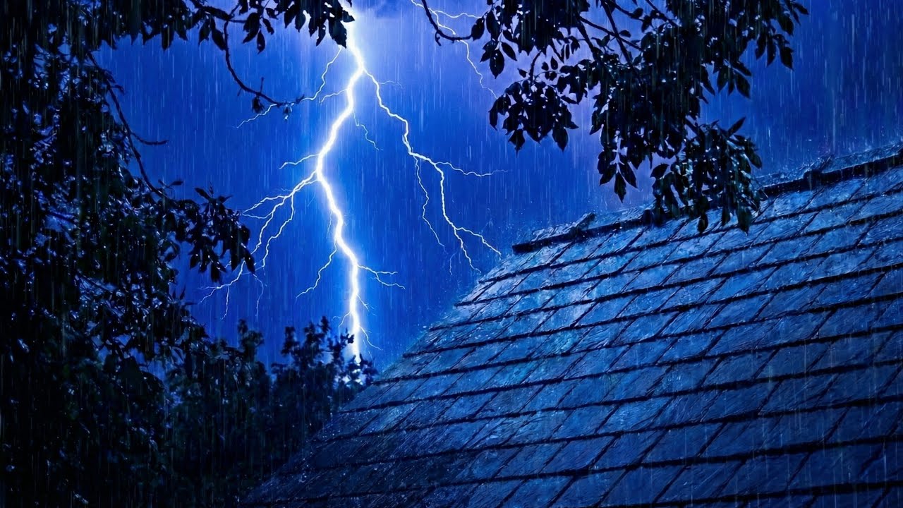 Thunderstorm & Heavy Rain on Tin Roof for Deep Sleep ⛈️🌧️