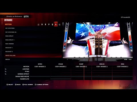 WWE 2K24 All Available Entrances Single Motions List featuring Cody Rhodes Codyvator Entrance