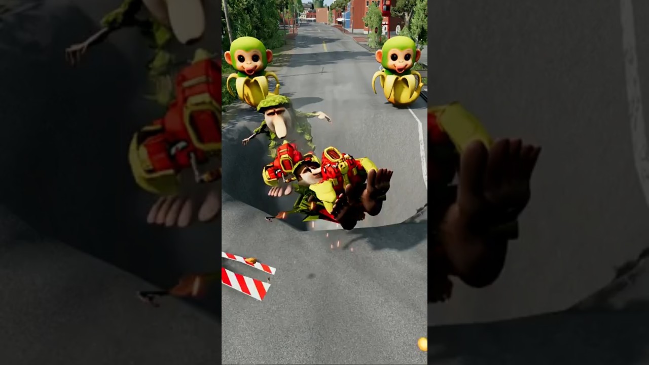 Cars Falling Into Pit With Brr Brr Patapim Meme! 🚗😂 | BeamNG Drive 