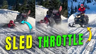 Person Gets Whisky Throttle, Falls off and the Sled Goes off the Cliff