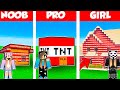 Minecraft Battle: TNT HOUSE BUILD CHALLENGE - NOOB vs PRO vs GIRL / Animation