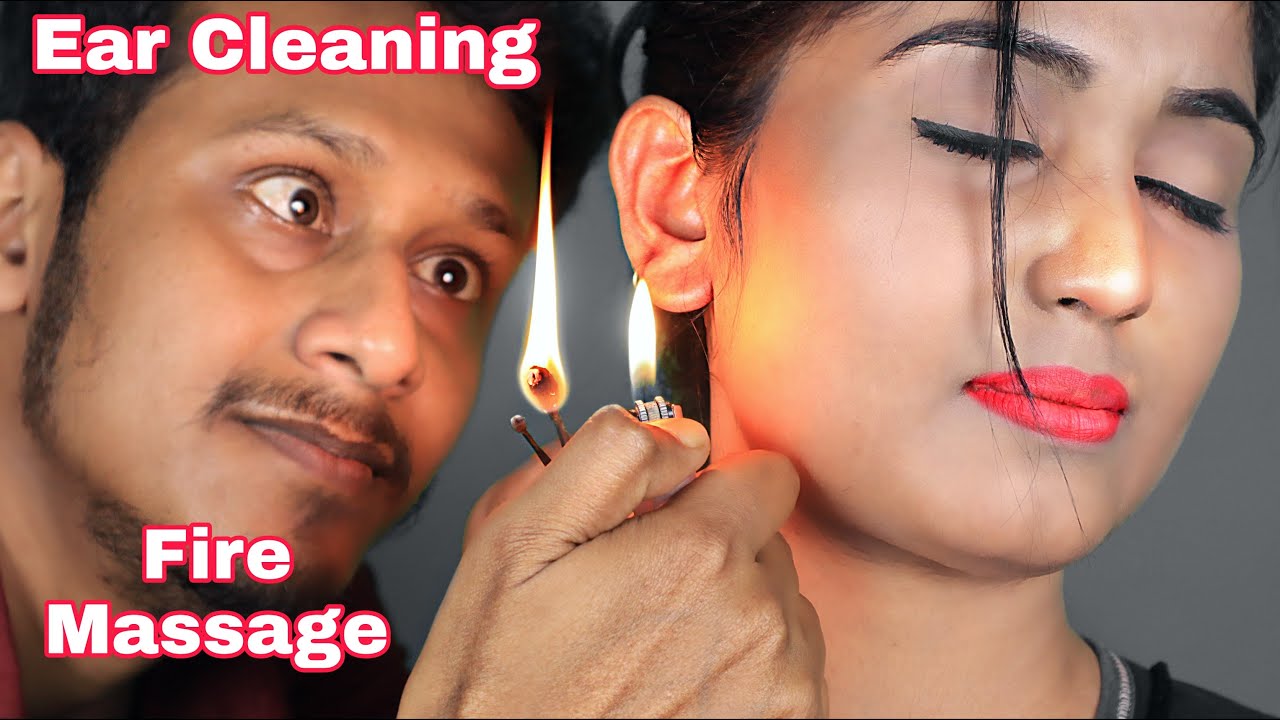 Female Ear Cleaning Ear Massage With Fire Ear Cracking Neck Cracking Head Massage ASMR