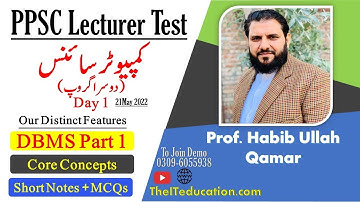 PPSC Lecturer Computer Science Preparation Fast Session - DBMS Part 1