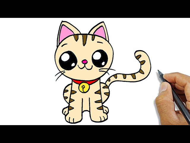 How To Draw A Cute Baby Cat Step By Step So Easy | Simple Drawings For ...
