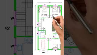 🏠25x45 house plan|3bhk|car parking #house #shorts #houseplan🏠