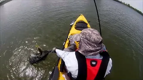 Initial kayak trolling motor test run & some fishing