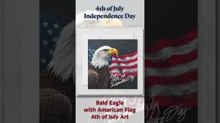 Bald Eagle with American Flag 4th of July Art Cards