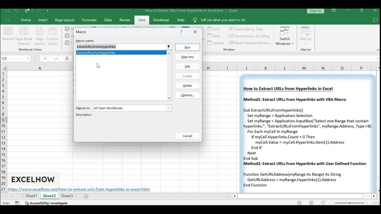 How to Extract URLs from Hyperlinks in Excel YouTube